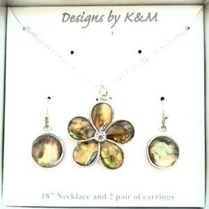 NEW Set Flower Daisy Vermeil Necklace Earrings
